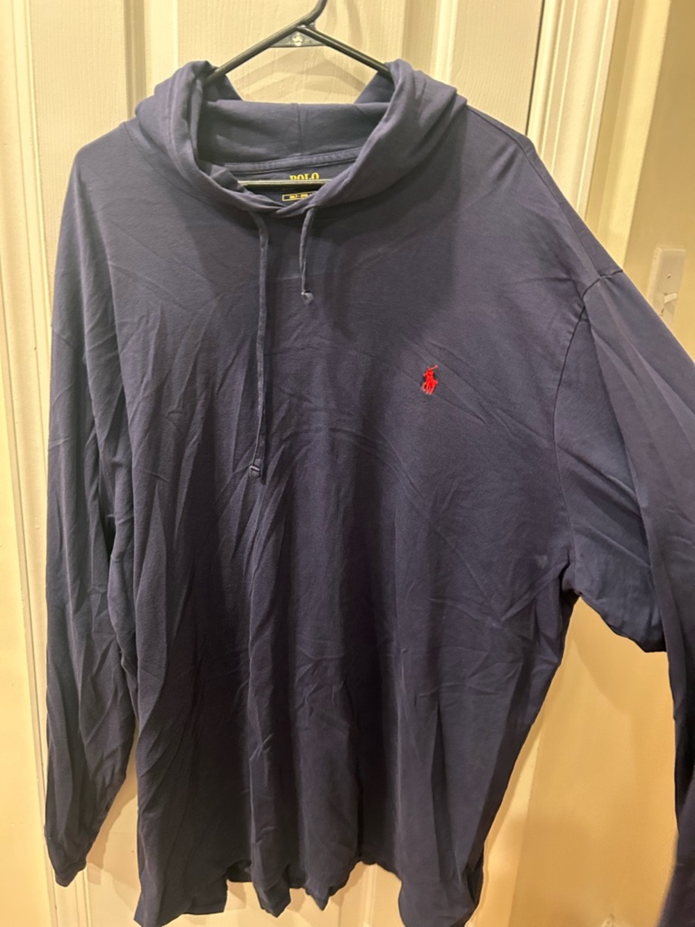 Polo by Ralph Lauren Navy Hooded Long-Sleeve Shirt with Red Pony